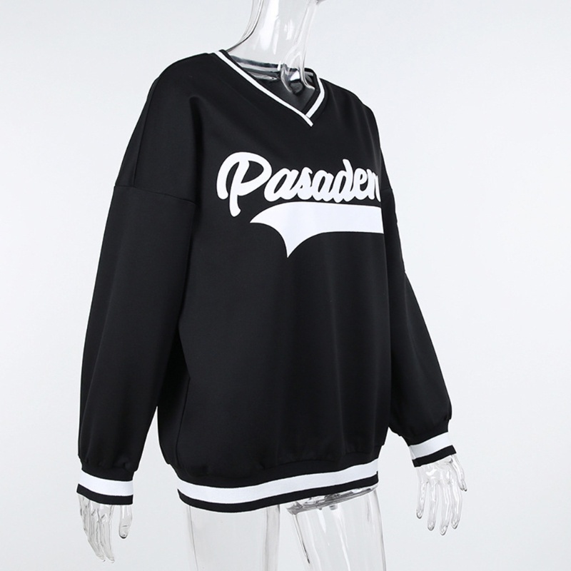 Áo Nỉ Nữ Dài Tay Cổ Chữ V Form Rộng Thời Trang Hàn