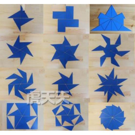 Giáo cụ Montessori - Hộp đựng các hình tam giác vuông màu xanh - Box of Blue Triangles