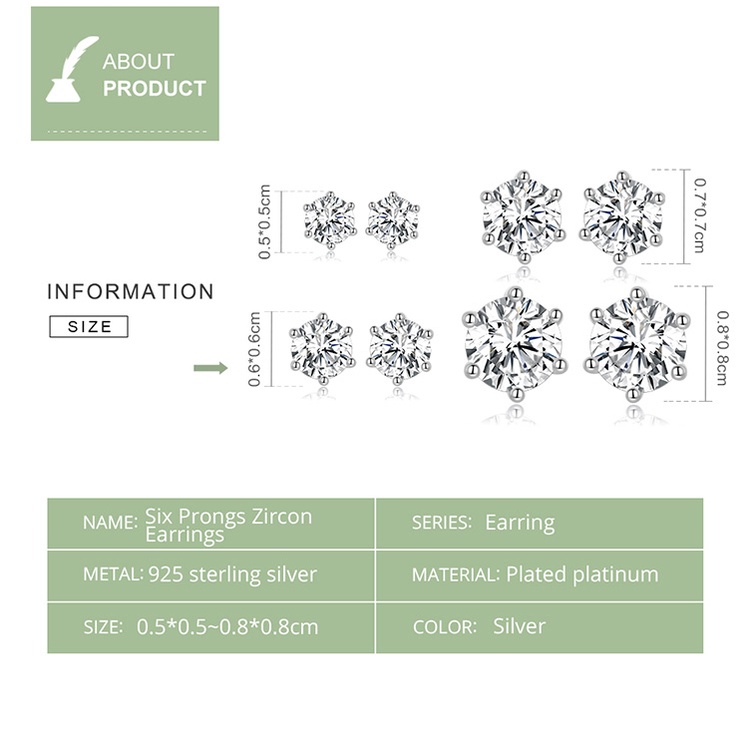 Bông tai BAMOER bằng bạc 925 thời trang cho nữ