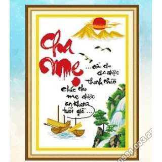 Tranh thêu chữ thập cha mẹ