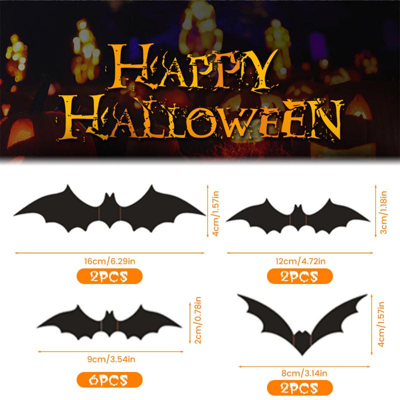 Bộ 12 miếng dán tường trang trí hình dơi đen 3D bằng PVC DIY