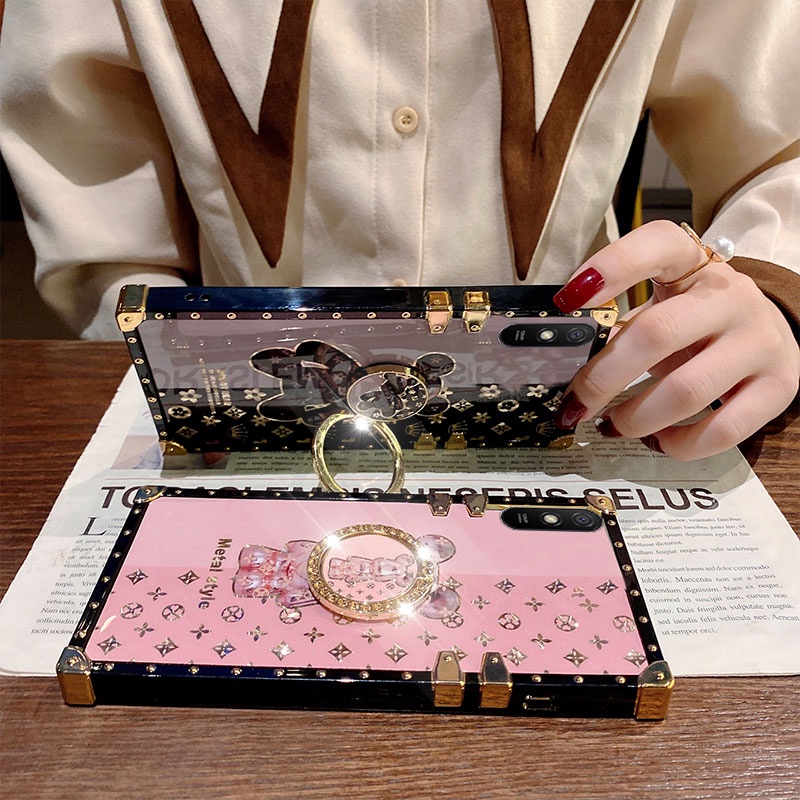 Ốp Điện Thoại Vuông Có Giá Đỡ Hình Gấu Cho Redmi 9 9A 9C 9T 10 note 8 Pro 9S Pro 10S Pro 11 Pro POCO X3 / X3FC X2 C3 M3