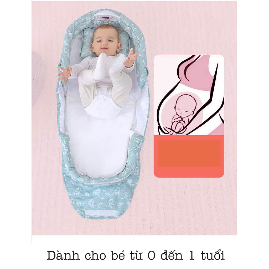 [Từ 0 -1 tuổi] Giường nôi di động gấp gọn, nôi ngủ với bố mẹ IBABY có MÙNG và giá treo đồ chơi, gối chống bẹp đầu