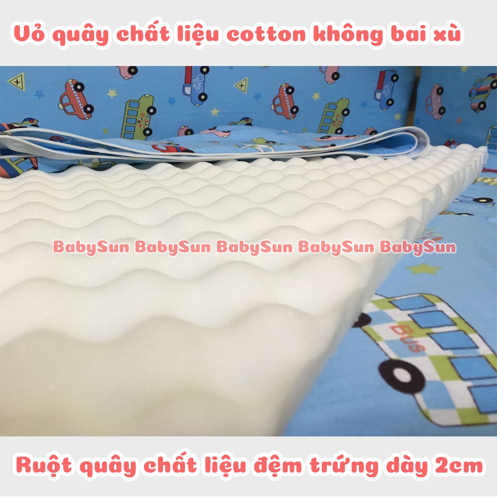 Quây Cũi 4 Tấm Lót Đệm Trứng BabySunChất Liệu Đệm Trứng 2cm Vỏ 100% Cotton Nhiều Màu Sắc Và Kích Thước