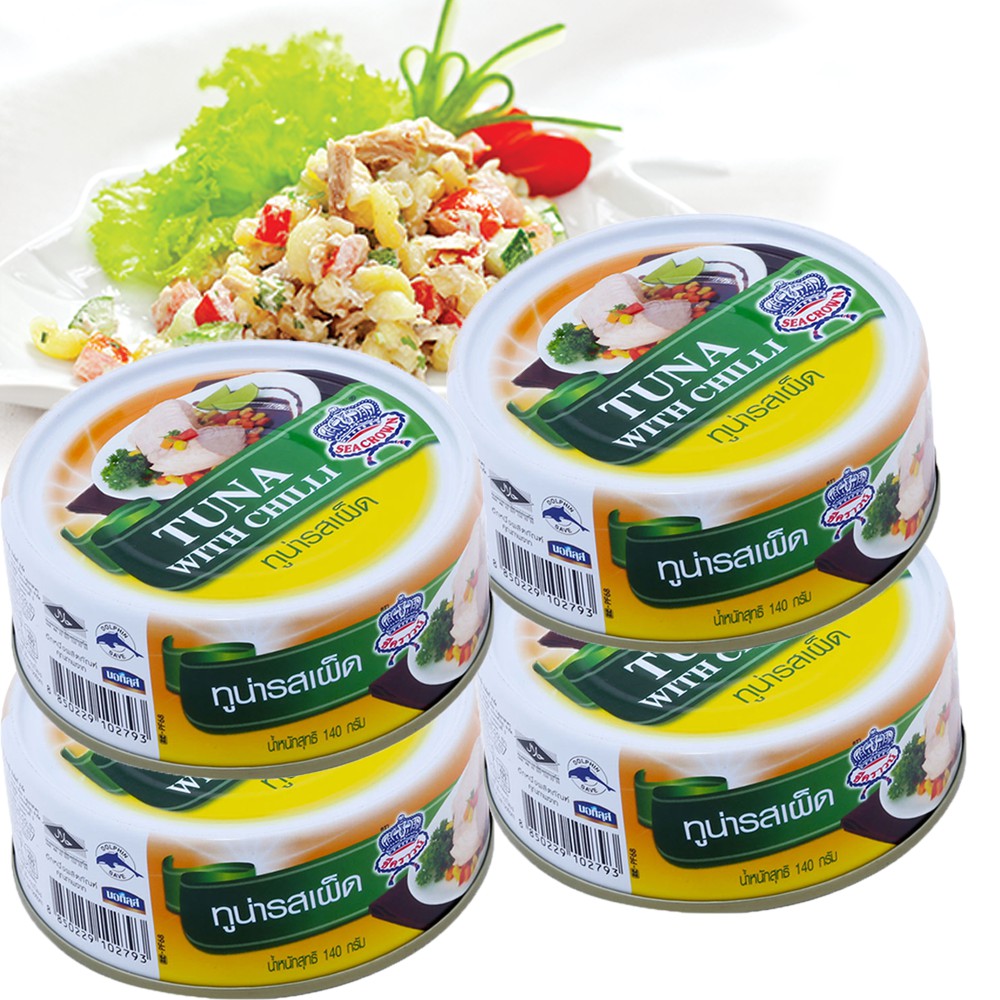 Combo 4 Cá ngừ sốt ớt Seacrown 140g (Date 2023)