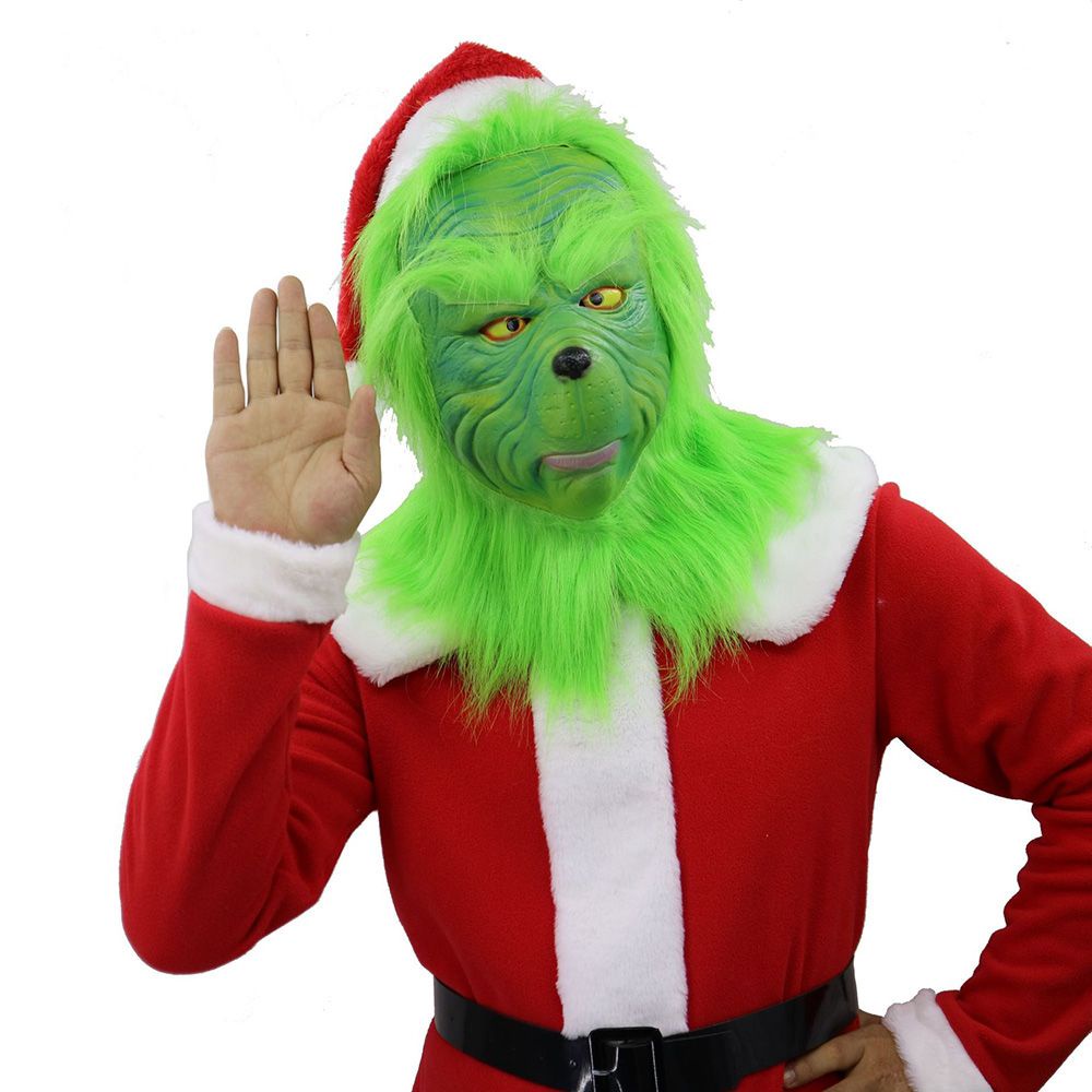 Set mặt nạ và hai găng tay màu xanh lá hóa trang nhân vật Grinch cho giáng sinh | BigBuy360 - bigbuy360.vn