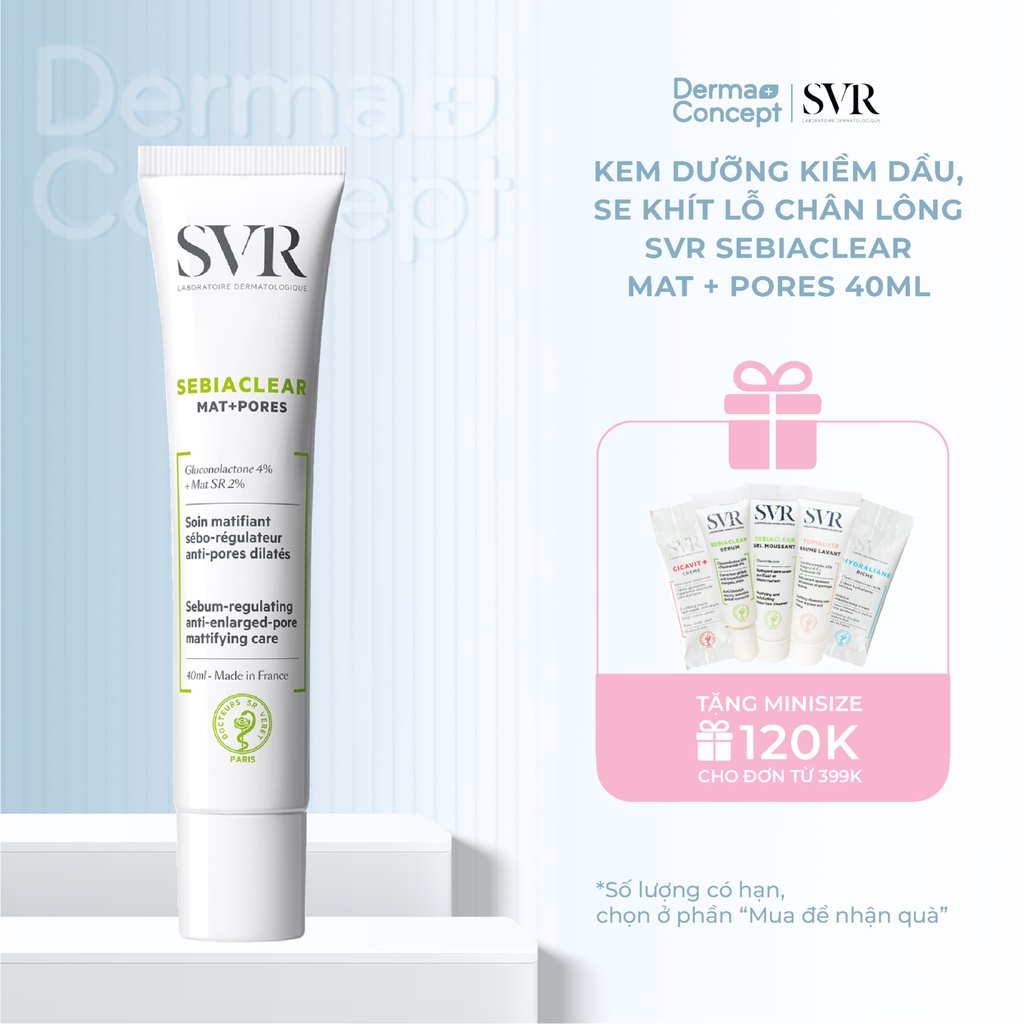 Kem dưỡng kiềm dầu, se khít lỗ chân lông SVR Sebiaclear Mat + Pores 40ml [NHẬP KHẨU CHÍNH HÃNG 100%]
