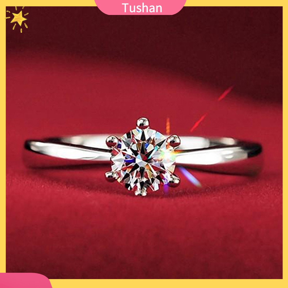 Nhẫn đính hạt đá zircon nhân tạo size 6-9 sang trọng thời trang cho nữ