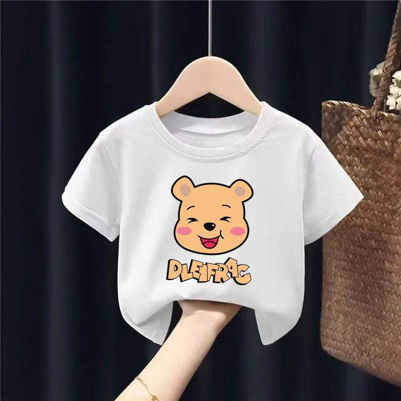 ÁO CỘC TAY HÌNH GẤU VÀNG CHO BÉ TRAI BÉ GÁI