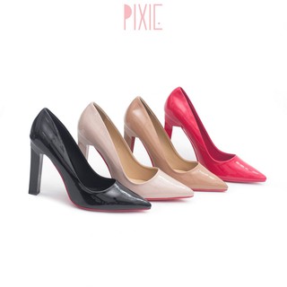 Giày Cao Gót 10cm Da Bóng Đế Vuông Pixie P250