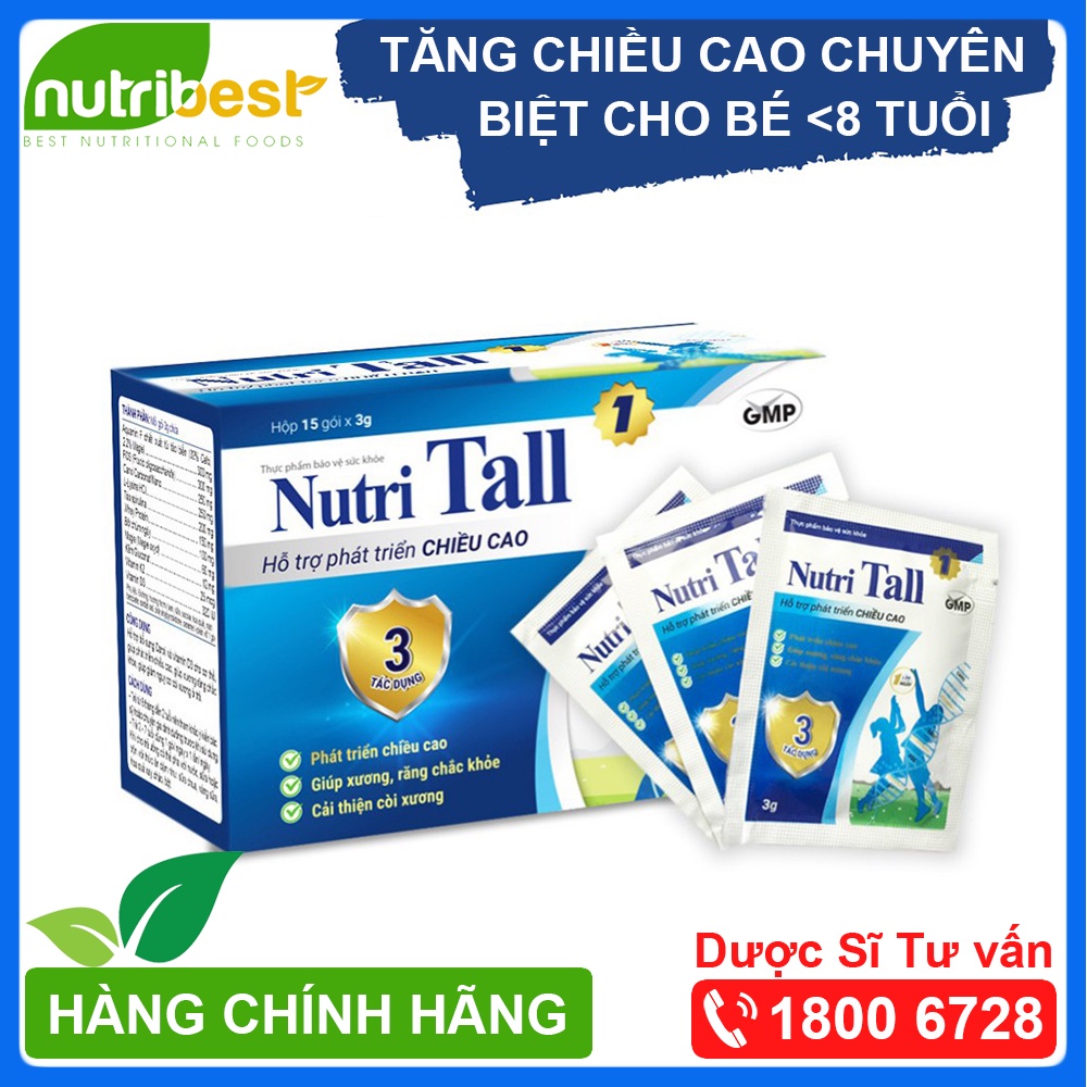 Nutri Tall 1 Tăng Chiều Cao chuyên biệt cho trẻ dưới 8 tuổi - Canxi Hữu Cơ Tảo Biển Đỏ hấp thụ hoàn toàn