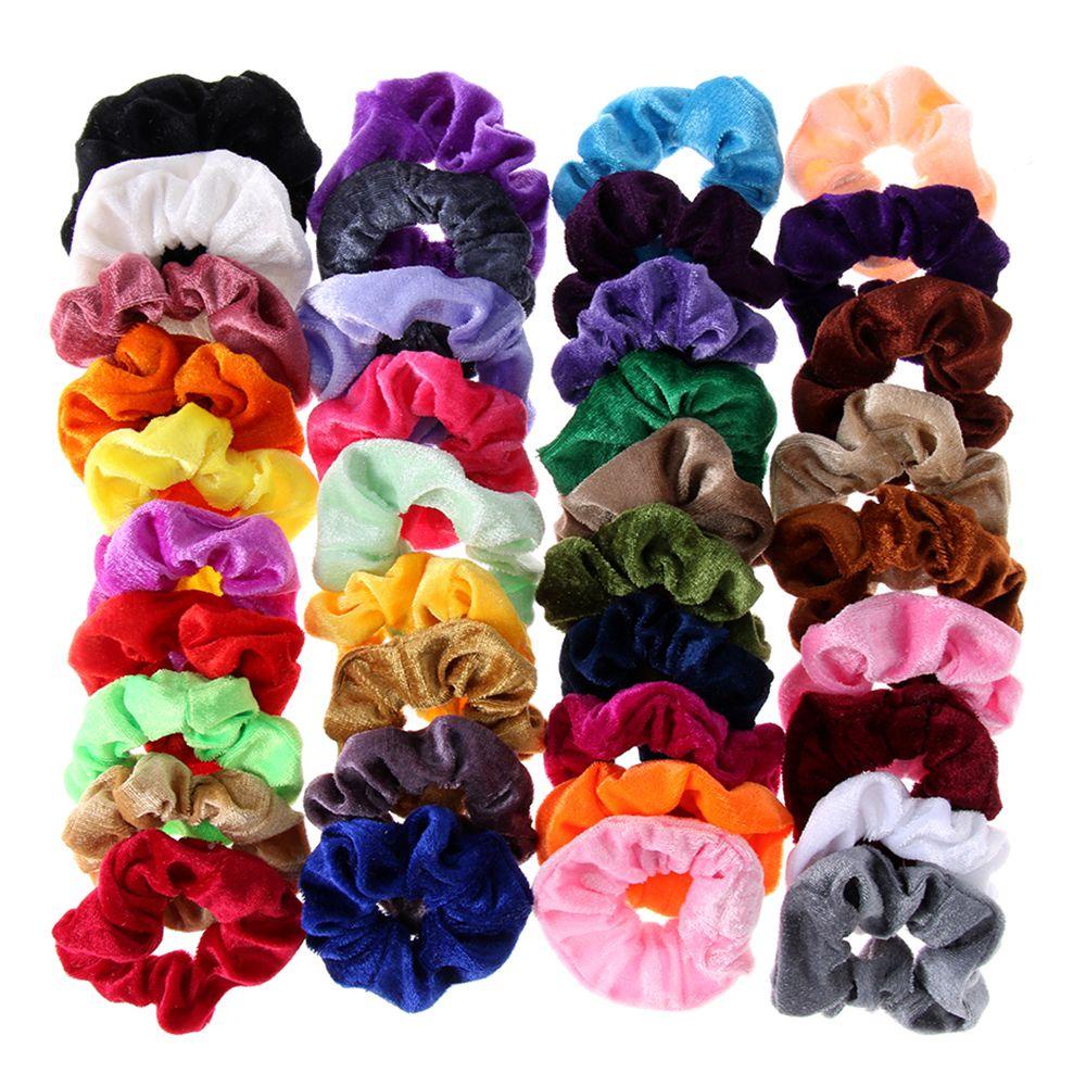 Set 6 / 12 / 18 / 24 / 38 / 50 Dây Buộc Tóc Cao Su Nhung Chất Lượng Cao