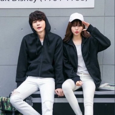 Áo khoác Hoodie nam nữ nỉ trơn Basic form rộng tay bồng khóa kéo có mũ Ulzzang giá rẻ màu đen, trắng, hồng, xám  K076 | BigBuy360 - bigbuy360.vn