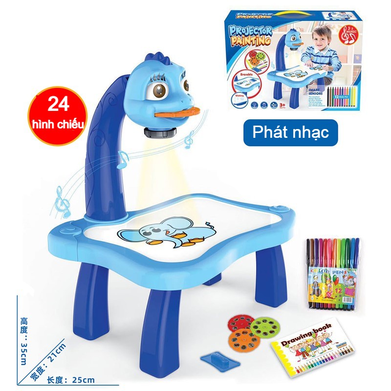 Bàn vẽ có đèn chiếu sáng thông minh BLUE KIDS có nhạc, phát triển trí tuệ và năng khiếu cho bé