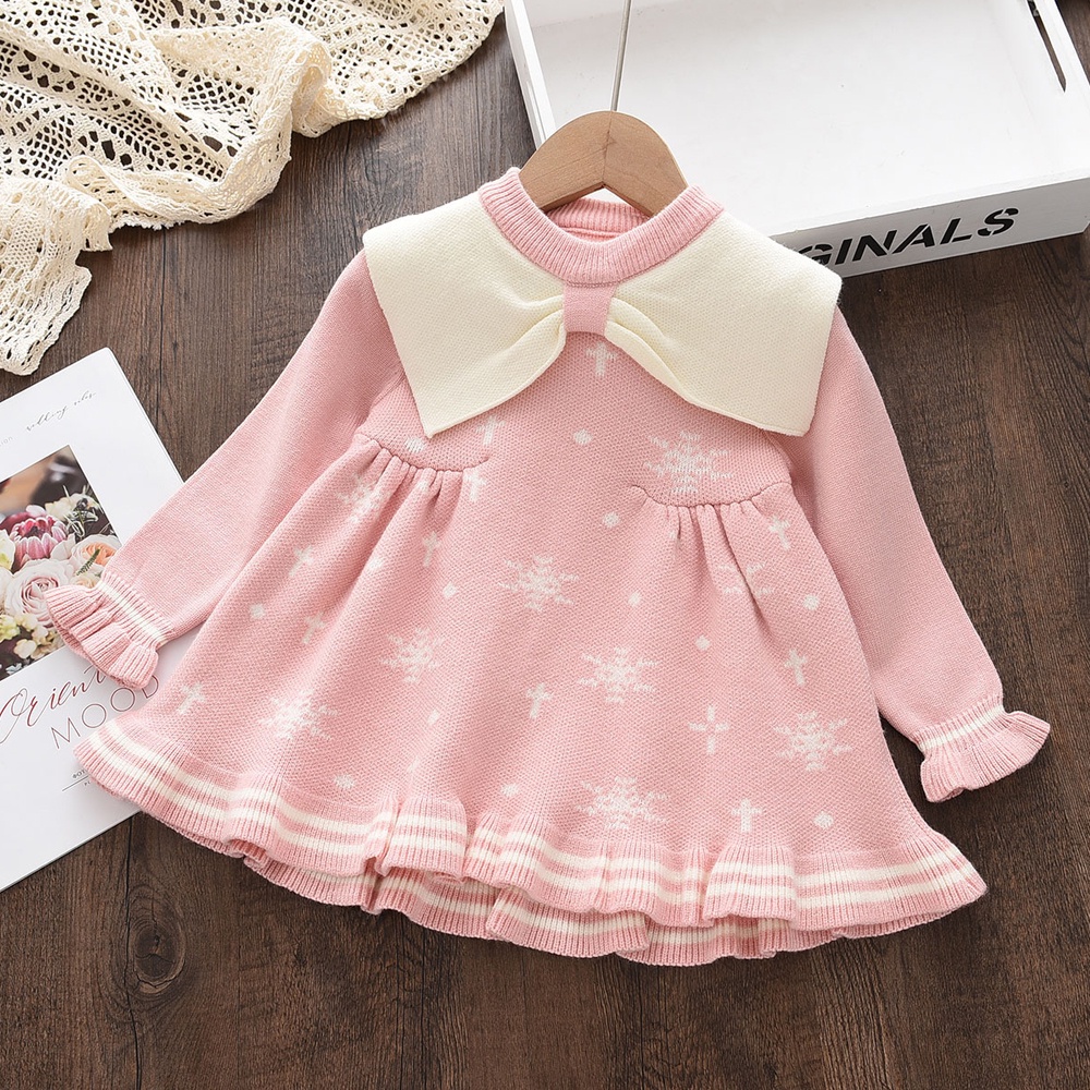 Đầm sweater BEAR LEADER cổ búp bê ấm áp thời trang thu đông cho bé gái