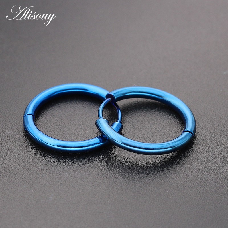 2 PC Thời Trang Mới Punk Unisex Thép Không Gỉ Vòng Tròn Bông Tai Nam Nữ Tai Hoop