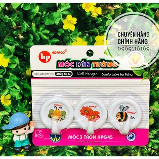 Móc dán 3 tròn HPG45 HOFACO - Móc dán tường trang trí họa tiết đơn giản HỒNG PHÁT
