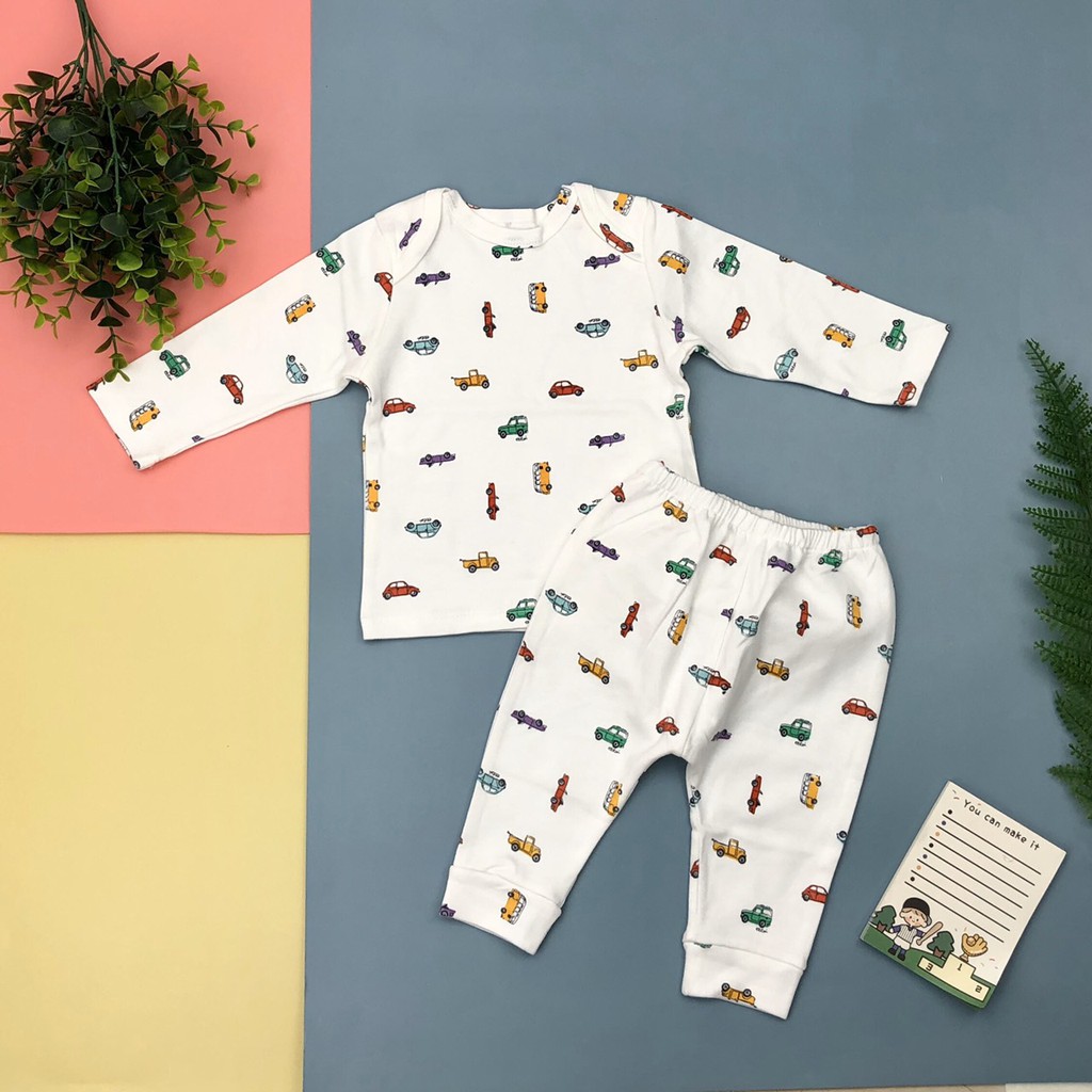 Bộ Sơ Sinh vải mỏng Hàn Quốc Dài Tay LITIBABY cho bé trai, bé gái size 3-36 tháng -H5500