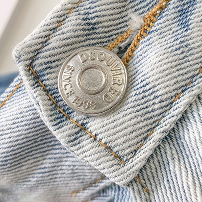 Quần jean dài lưng cao ống rộng phối rách màu gradient phong cách retro Âu Mỹ cá tính cho nữ