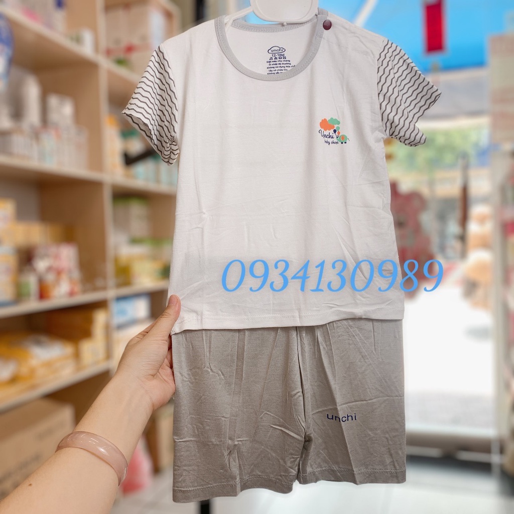 Đồ bộ ngắn tay Unchi vải siêu mềm cho bé trai bé gái 5-15kg