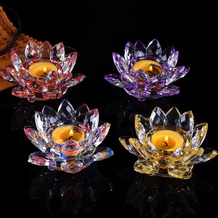 Chân đế đựng đèn cây bằng thủy tinh pha lê, ( vật phẩm thờ cúng) phật giáo tuệ quang