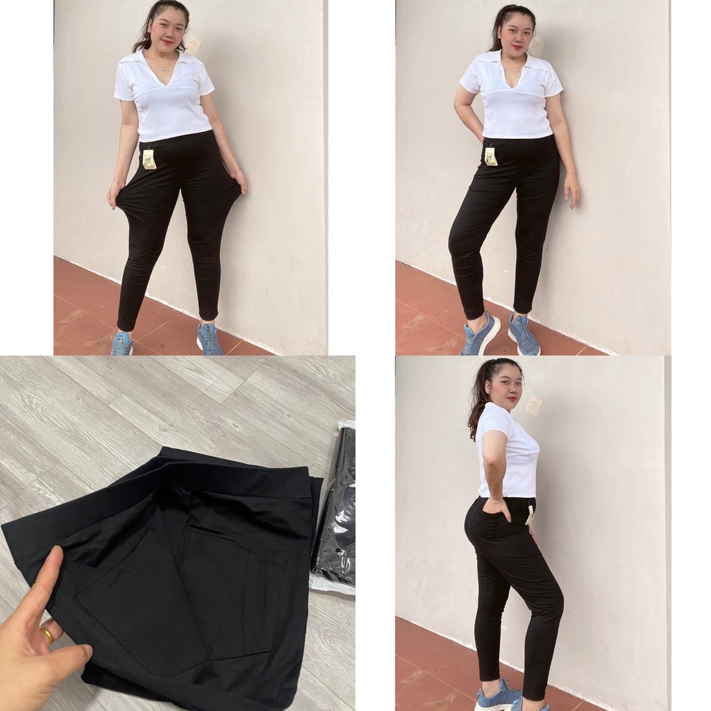 Quần ôm dài bigsize, quần legging  bigsize nữ chất thun UMI cao câp 57-95kg Quần QXO