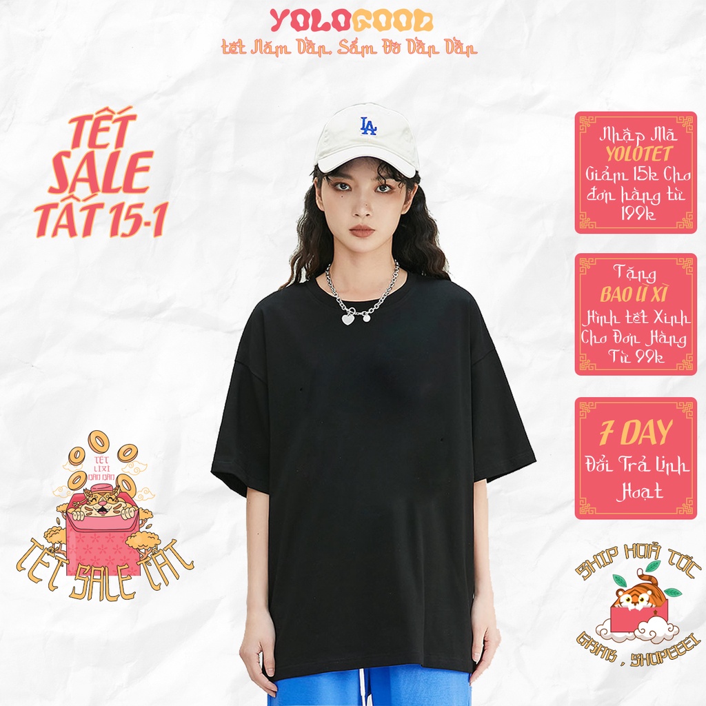 Áo Thun Trơn Đen ️ Basic ️ Tay Lỡ Nam Nữ Form Rộng UNISEX Ulzzang