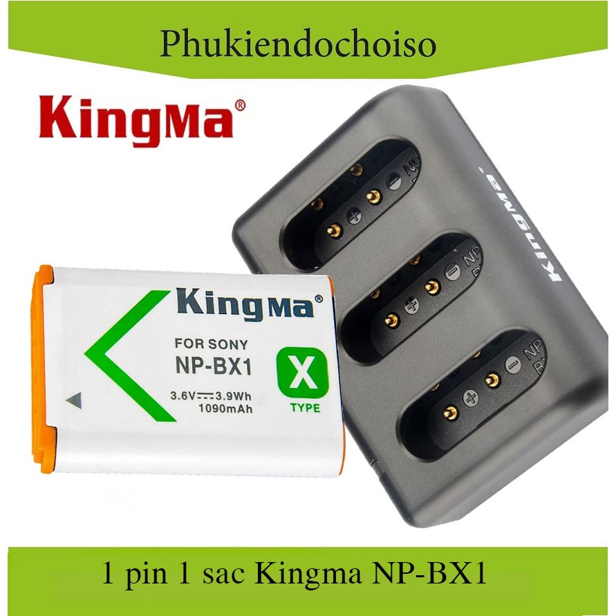 Bộ 1 pin 1 sạc Kingma cho Sony NP-BX1 + Hộp đựng Pin, Thẻ nhớ