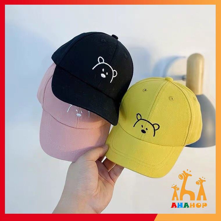 Mũ Cho Bé - Mũ Lưỡi Trai vải thêu hình Gấu nhiều màu dễ thương cho bé trai bé gái từ 1-3 tuổi phong cách Hàn Quốc
