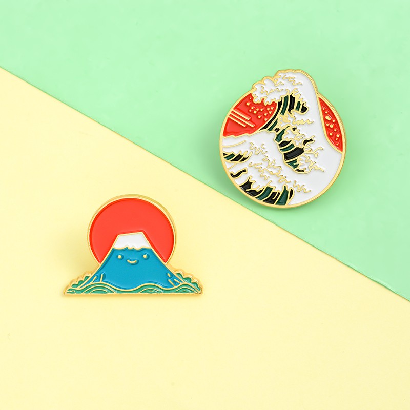 Ghim Cài Áo Hình Hoạt Hình sun mount fuji Tráng Men Dùng Làm Quà Tặng Cho Bạn Bè