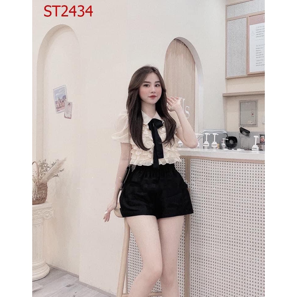 SET ÁO TƠ BÈO XẾP LY NGỰC MIX SOOC ĐEN | BigBuy360 - bigbuy360.vn