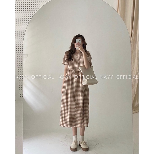 KAYY. Váy kẻ caro khuy dọc - Vkch