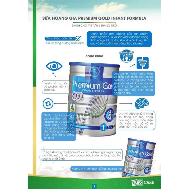 Sữa Hoàng Gia Úc ROYAL AUSNZ Premium Gold 1 Dành Cho Bé Từ 0-6 Tháng Tuổi