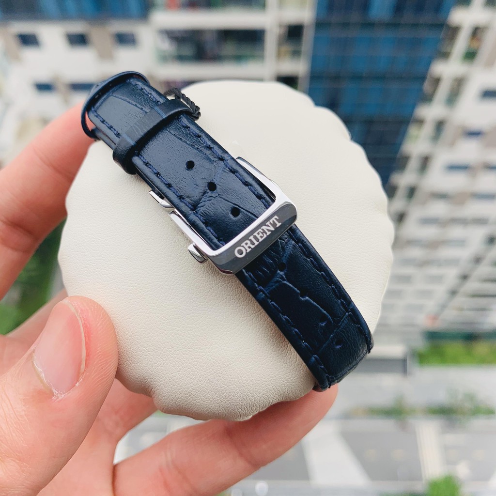 Đồng hồ Nữ chính hãng Orient Sun and Moon RA-KA0006S Mặt xanh,Lịch thứ ngày Moon Phase-Máy Pin Quartz-Dây da-Size 34mm