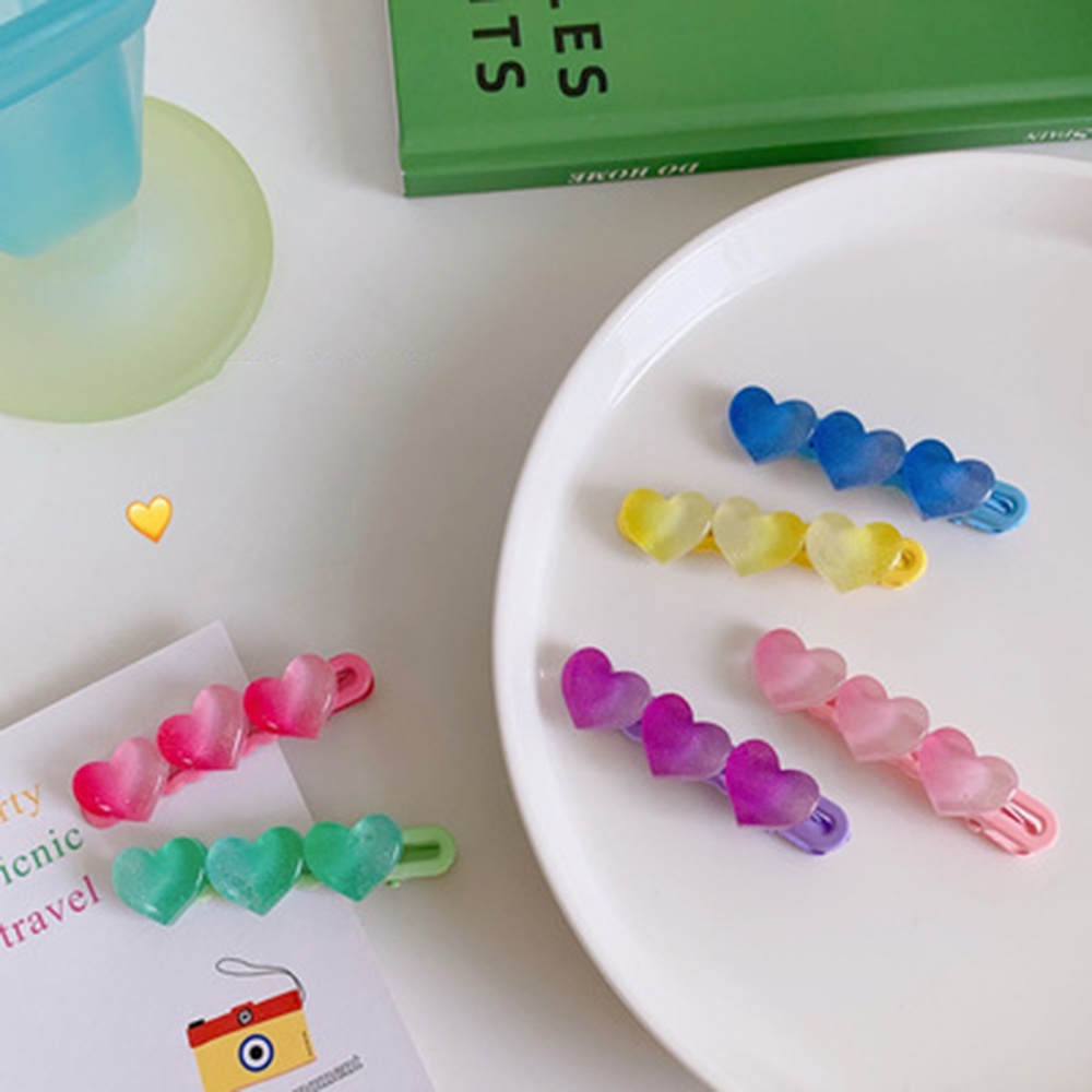 Kẹp tóc nữ hình trái tim màu sắc gradient 6 màu