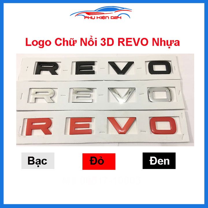 Logo, lô gô chữ nổi dán xe 3D trang trí xe REVO đủ màu đen đỏ bạc dành cho xe Hilux