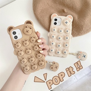 Ốp điện thoại silicon mềm hình gấu đẩy bong bóng thích hợp cho iPhone 11 12 13 Pro Max XS Max XR X 8 7 Plus SE 2020