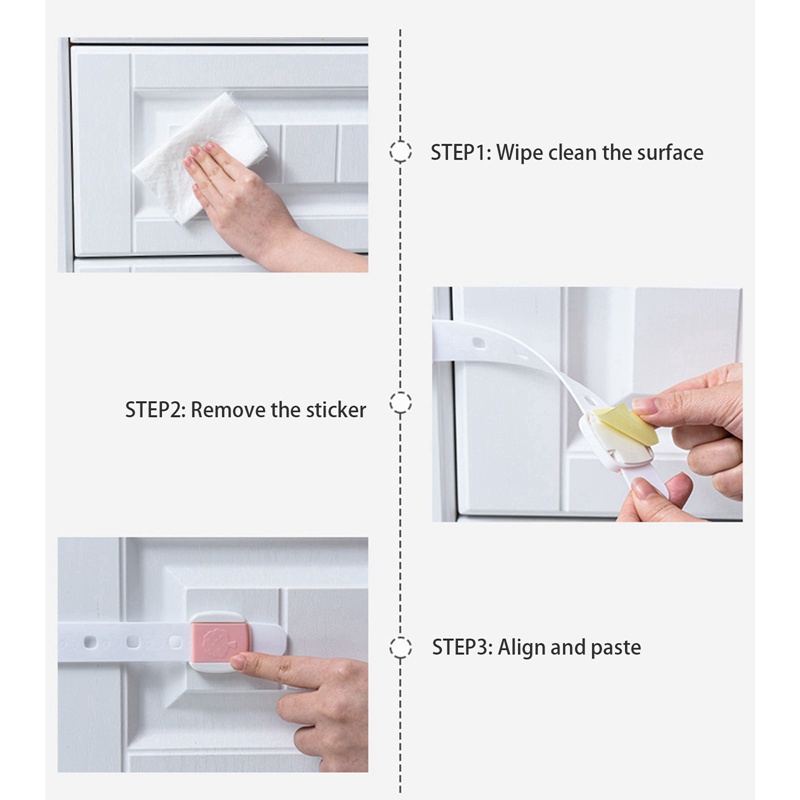 1 khóa cửa tủ lạnh/ngăn kéo đa năng có thể điều chỉnh bảo vệ an toàn cho bé