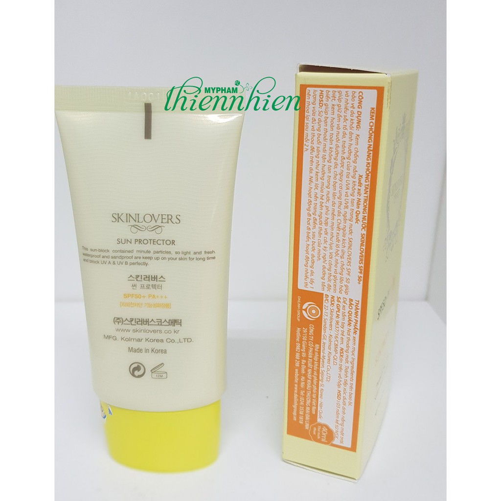 Kem chống nắng nâng tone không tan trong nước Skinlovers SPF50+/PA+++