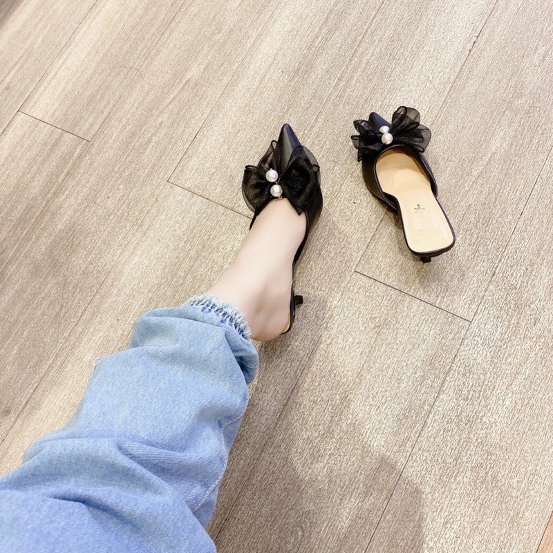[SẴN] DÉP SỤC GÓT KIỂU NƠ TIỂU THƯ