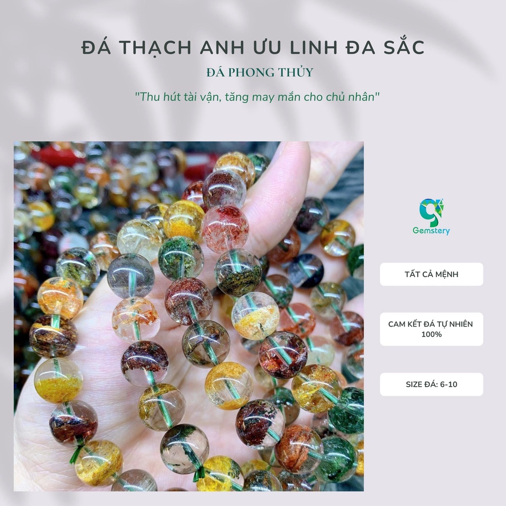 Hạt đá xỏ vòng phong thủy - Ưu linh đa sắc