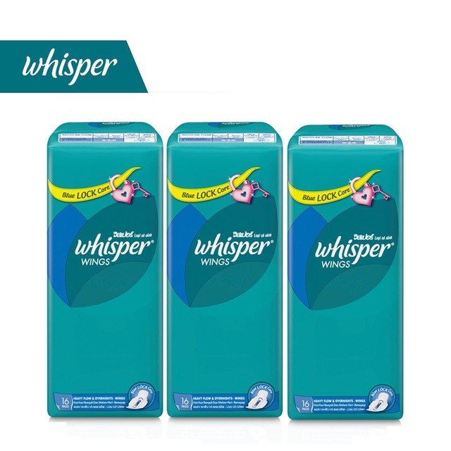 COMBO 3 Băng vệ sinh Whisper Ngày nhiều &amp; đêm 16 miếng x3