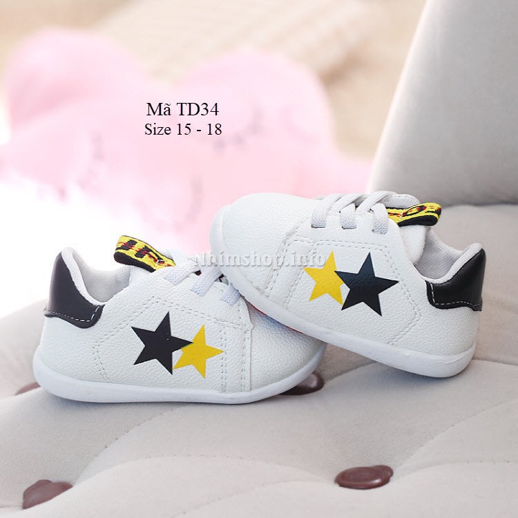 Giày em bé 3 - 12 tháng da mềm họa tiết sao kiểu dáng thể thao phong cách đi nhà ra ngoài siêu chất TD34