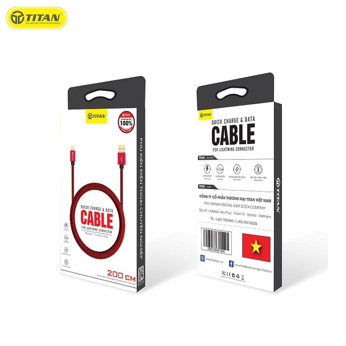 Cáp dù Lightning Độ Dài 2m TITAN CA30 - Hàng Chính Hãng