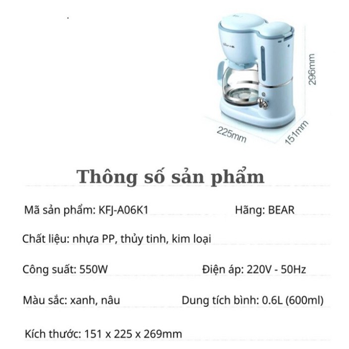 Máy pha cà phê coffee - Máy pha trà nhập khẩu thương hiệu Bear (hàng chính hãng bảo hành 1 năm)