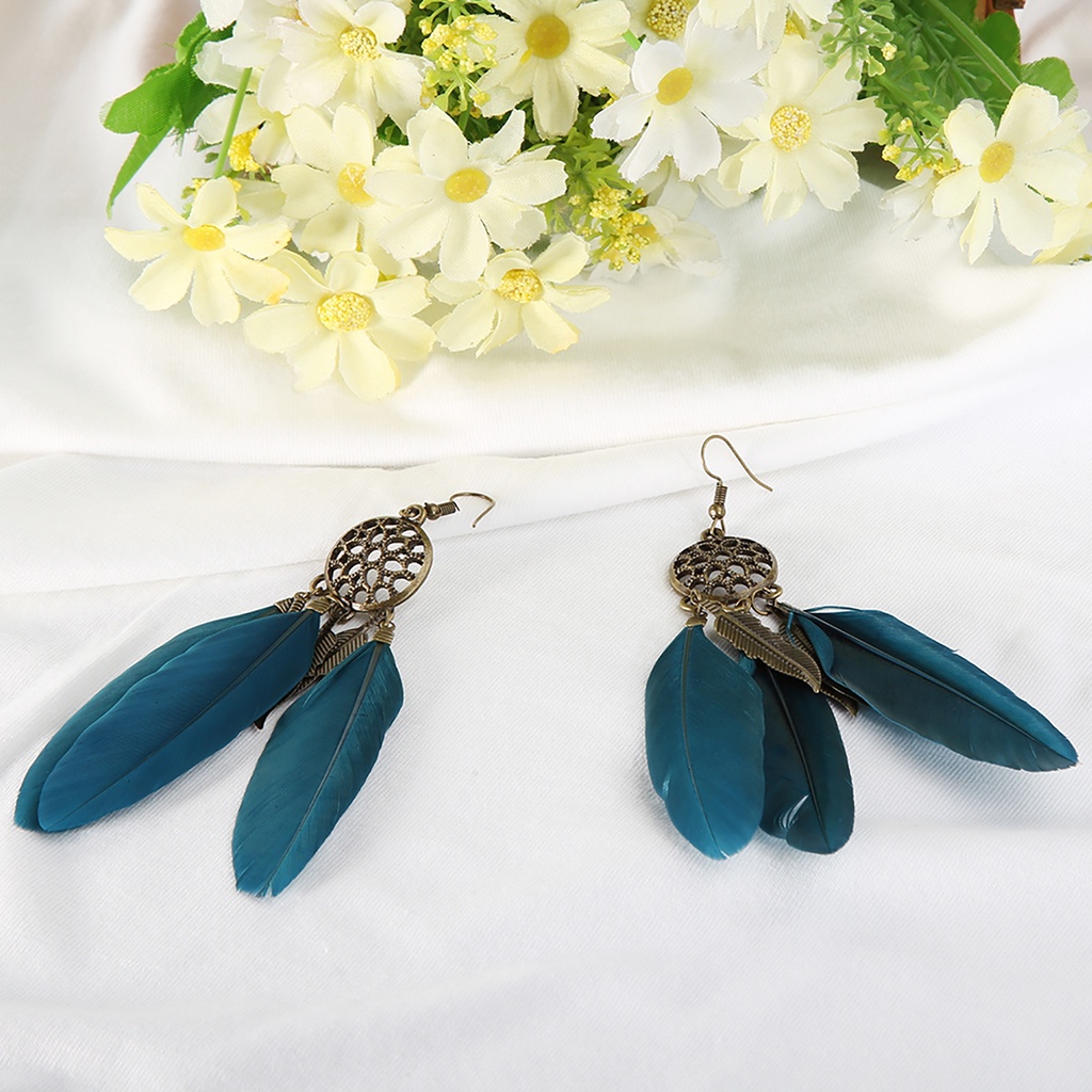 Cặp khuyên tai thiết kế lông vũ phong cách Bohemian cổ điển dành cho nữ