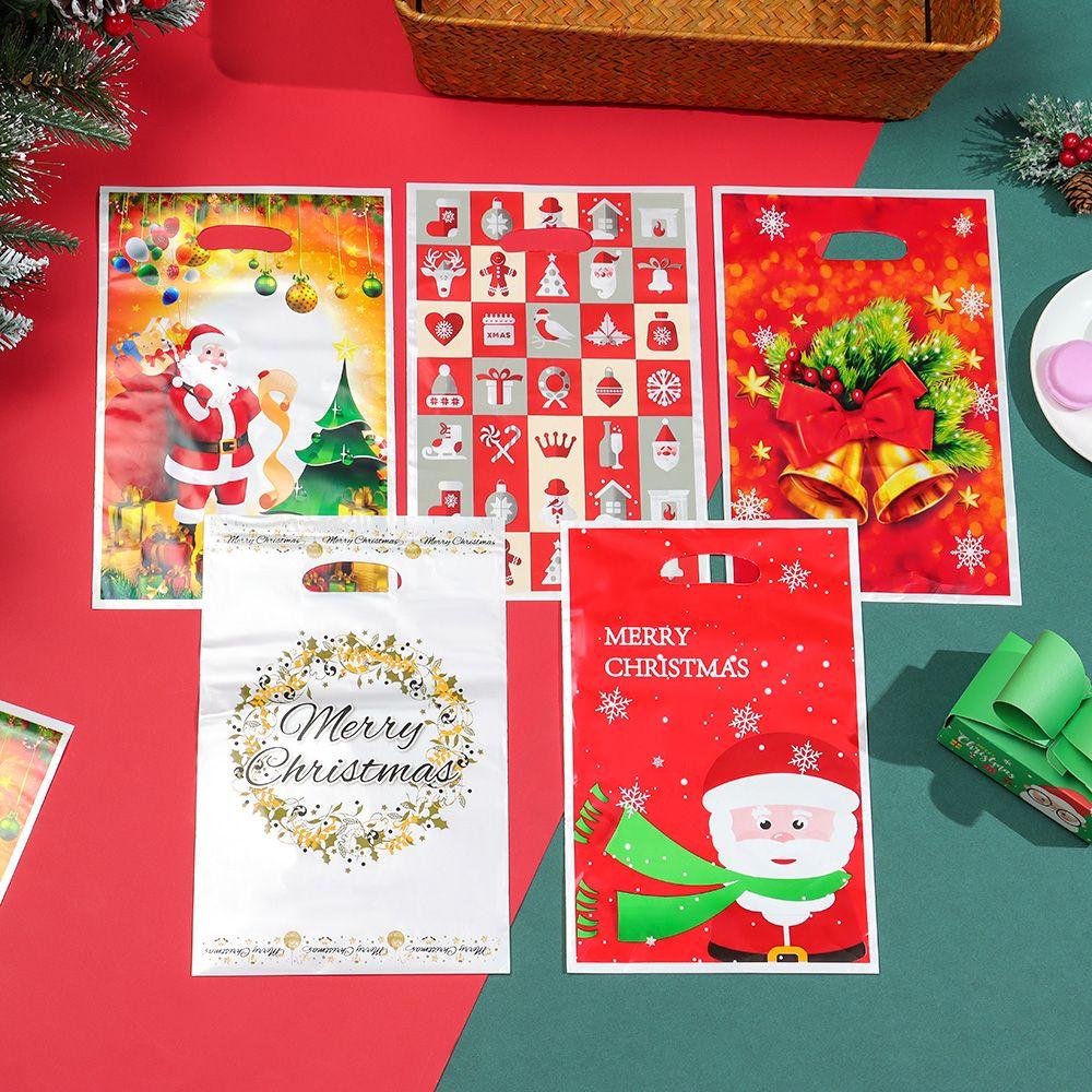 Set 10 Túi Nhựa Đựng Quà Mừng Năm Mới 2023 Hình Ông Già Noel Tuần Lộc Cho Bé