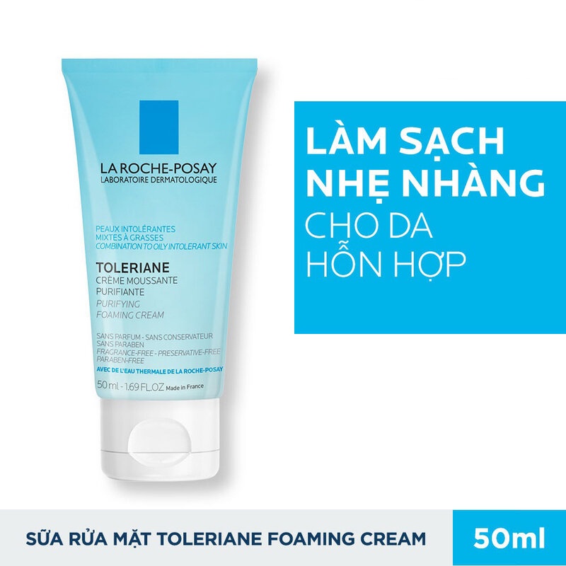 Sữa rửa mặt LA ROCHE POSAY , Sữa rửa mặt tạo bọt Toleriane Purifying Foaming Cream cho da nhạy cảm, kích ứng 50ml-125ml