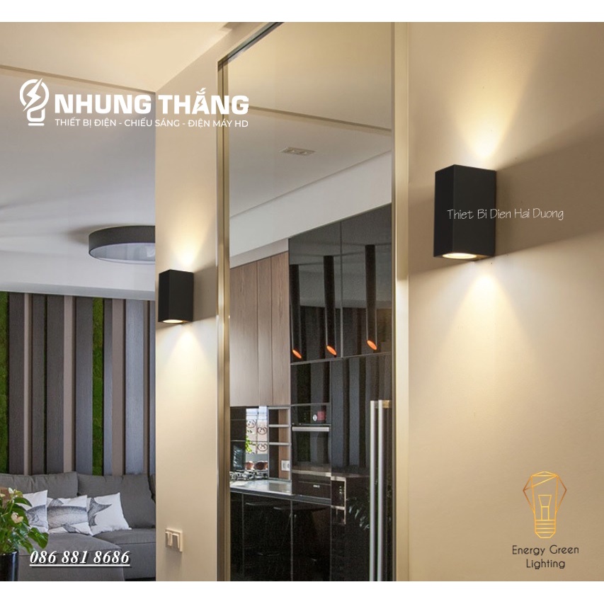 Đèn Hắt Tường Chống Nước 2 Đầu Chiếu Sáng DT-5603 - 10W Ánh Sáng Vàng Thân Nhôm - Chip Led Siêu Sáng - Bảo Hành 1 Năm