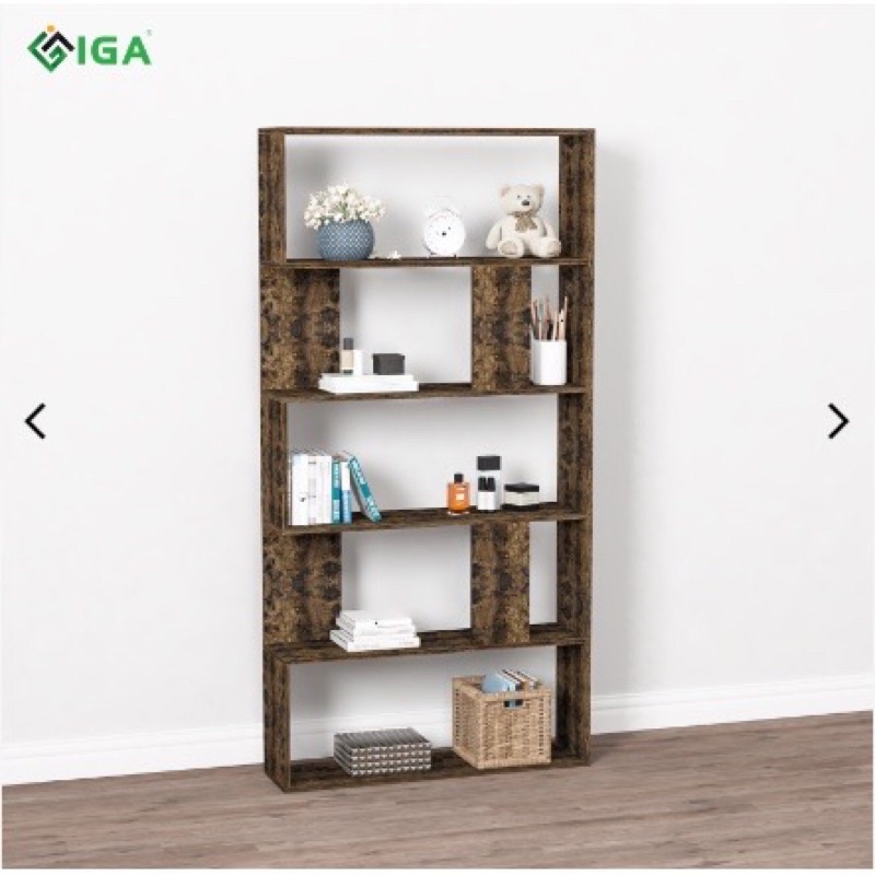 kệ sách gỗ 5 tầng GP105.08 màu gỗ cháy